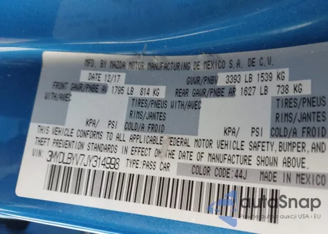 2018 Toyota Yaris Ia из США, поврежденный, VIN 3MYDLBYV7JY314998